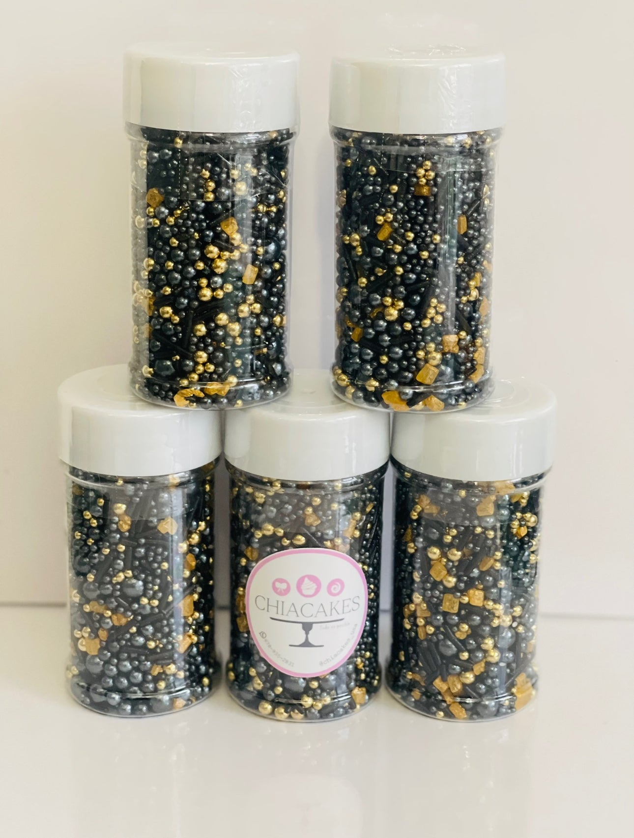 Sprinkles de Pastelería Mixtos: Negro y Dorado