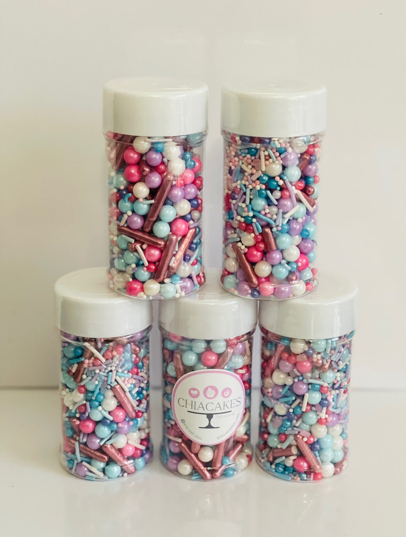 Sprinkles de Pastelería Mixtos: Azul, Blanco, Rosa, Rojo